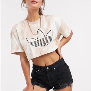 Adidas Originals Fakten tie dye cropped tee, Small